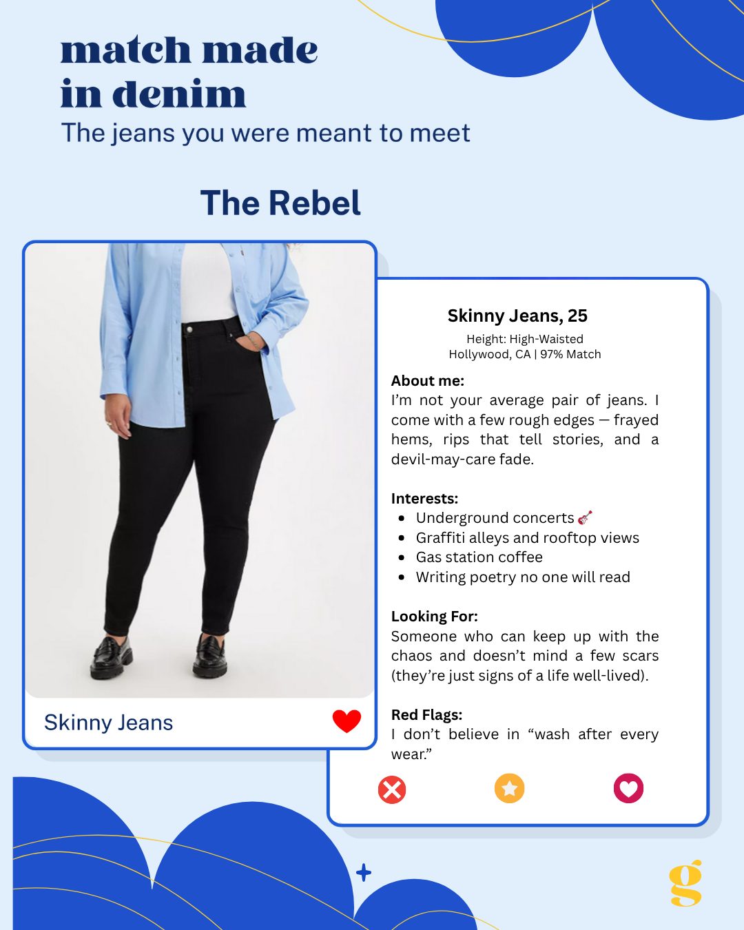 Match Made in Denim card: The Robot
